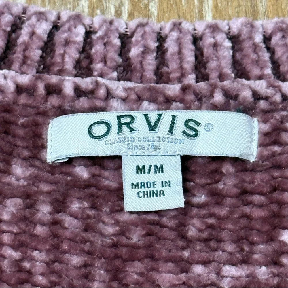 Orvis Classic Collection Chenille V-Neck Tunic Sweater Women's Medium Oversized